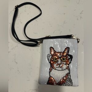 Cat sequin crossbody bag